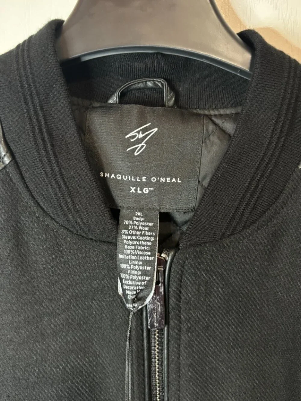 Shaquille O'Neal XLG Men's Full Zip Jacket, Black, Size 2XL NWT